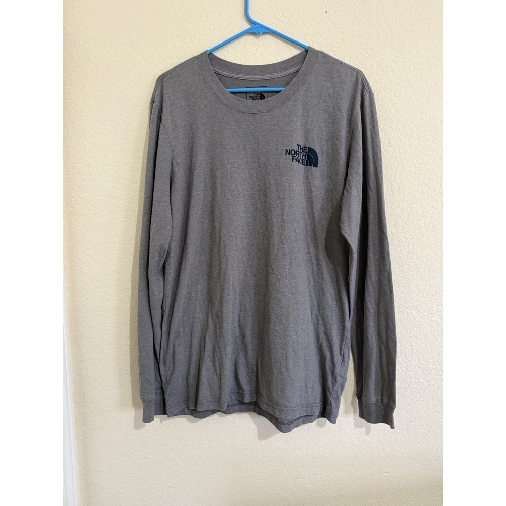 The North Face Mens Gray Long Sleeve Graphic Logo T-Shirt Size Medium